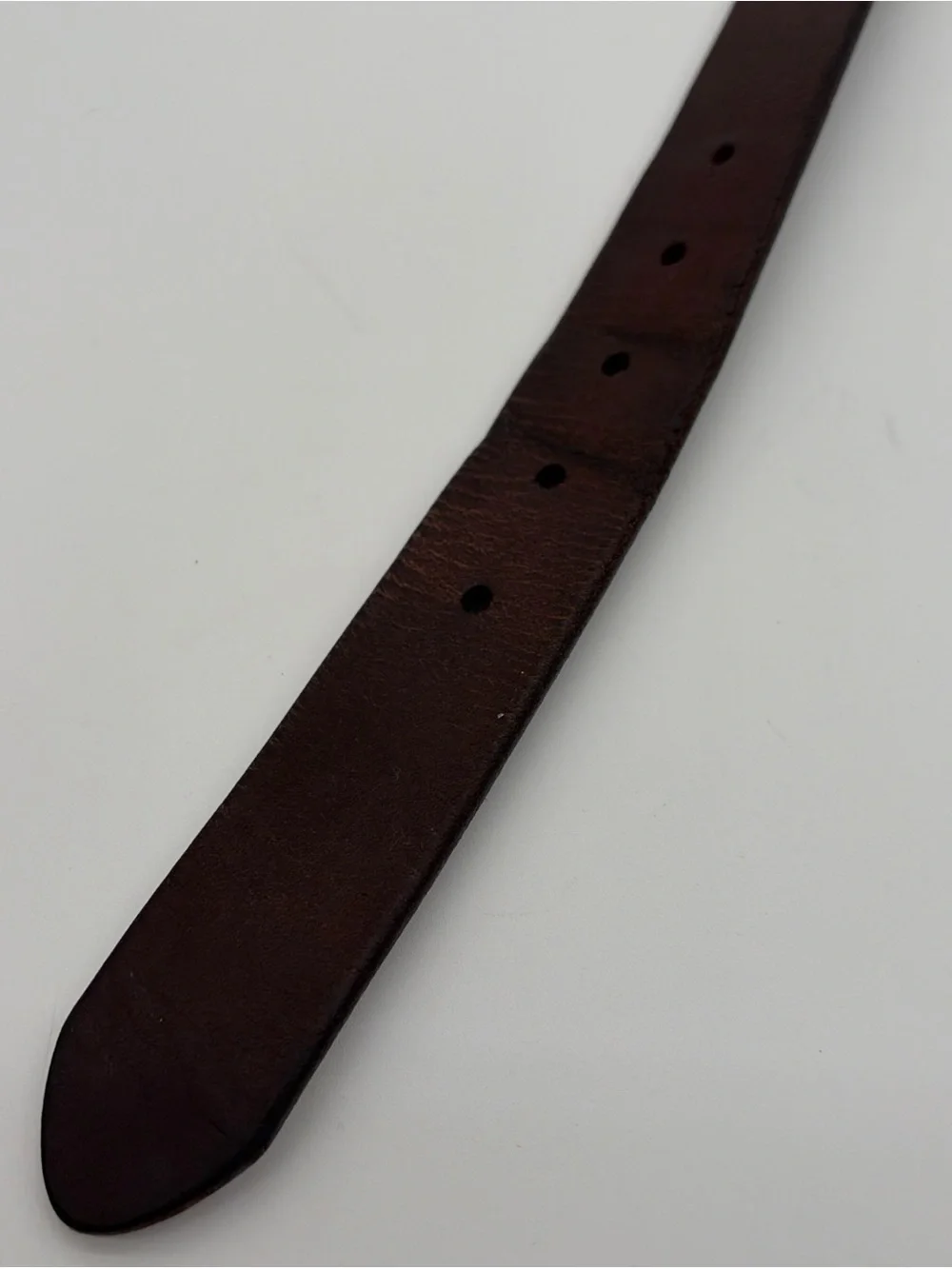 Vintage POLO RALPH LAUREN Leather Belt Mens 38 Brown Brass Buckle Oval Plaque